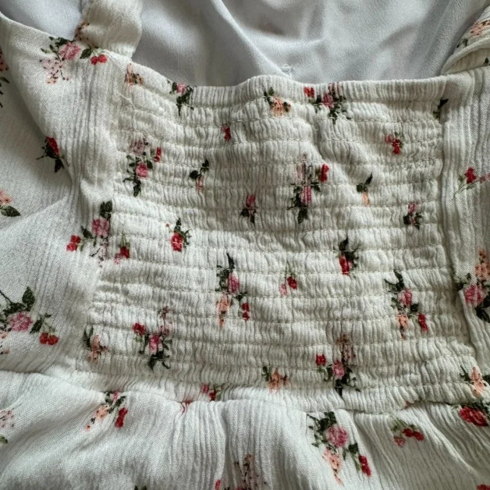 Forever 21 White Floral Tiered Sundress – Sleeveless Cottagecore - Picture 7 of 11